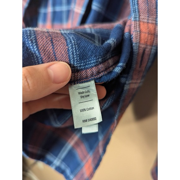 Marine Layer Plaid Flannel Shirt Mens Large Blue Red Cotton - Picture 12 of 14